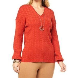 Marla WynneLayers SoftKNIT Baby Cable Knit Sweater 807-779 Russet XS